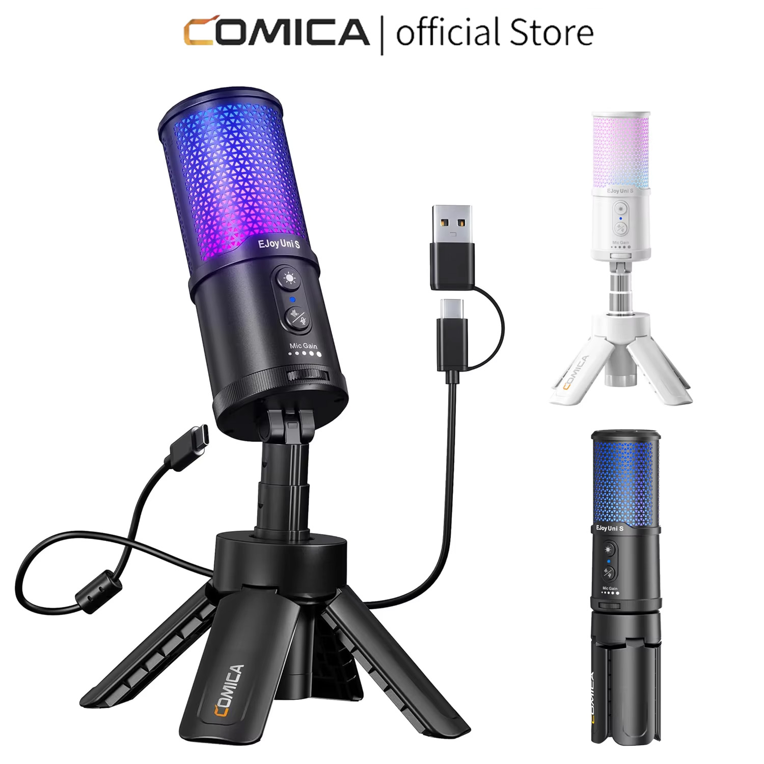 Pc Gaming Youtuber - COMICA RGB Gaming USB Condenser Microphone