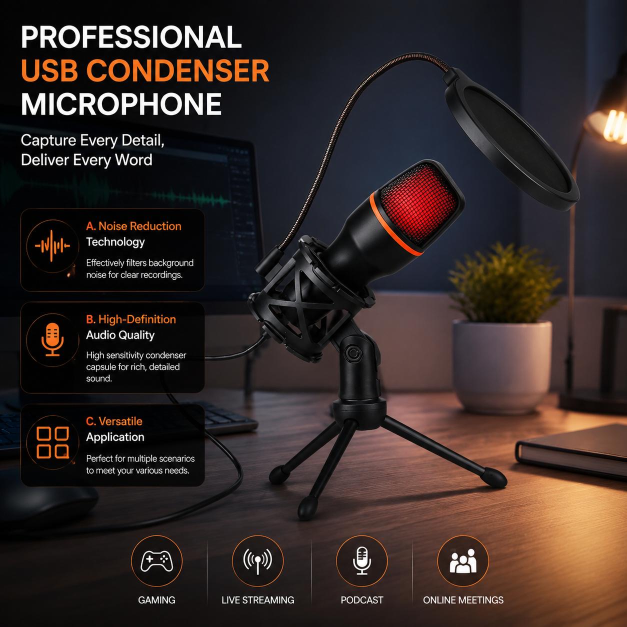 Professional Condenser Microph - Pc Gaming Youtuber 评论和价格