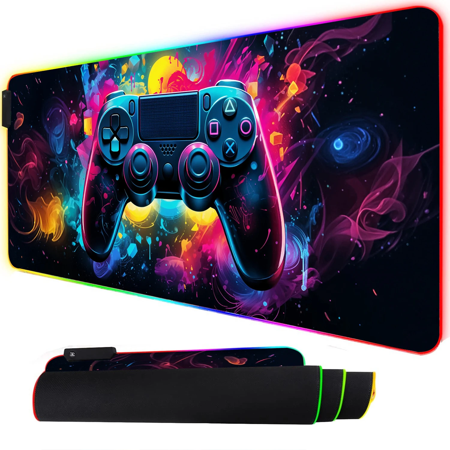 RGB Neon Gaming Controller Art - Rgb Mousepad 评论和价格