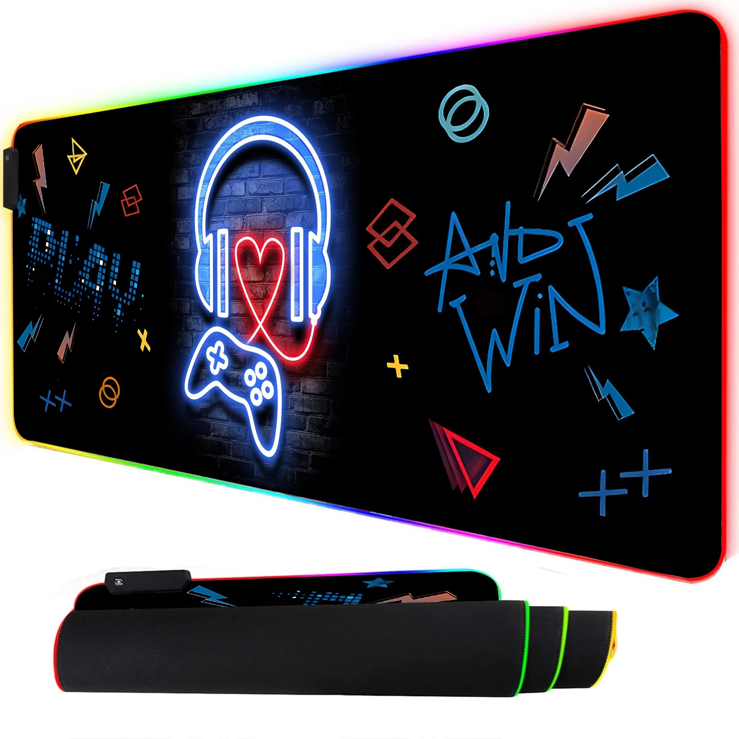 RGB Neon Gaming Controller Art - Rgb Mousepad 评论和价格